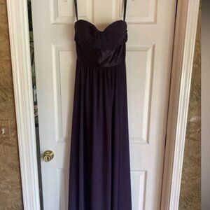 Purple strapless bridesmaid dress